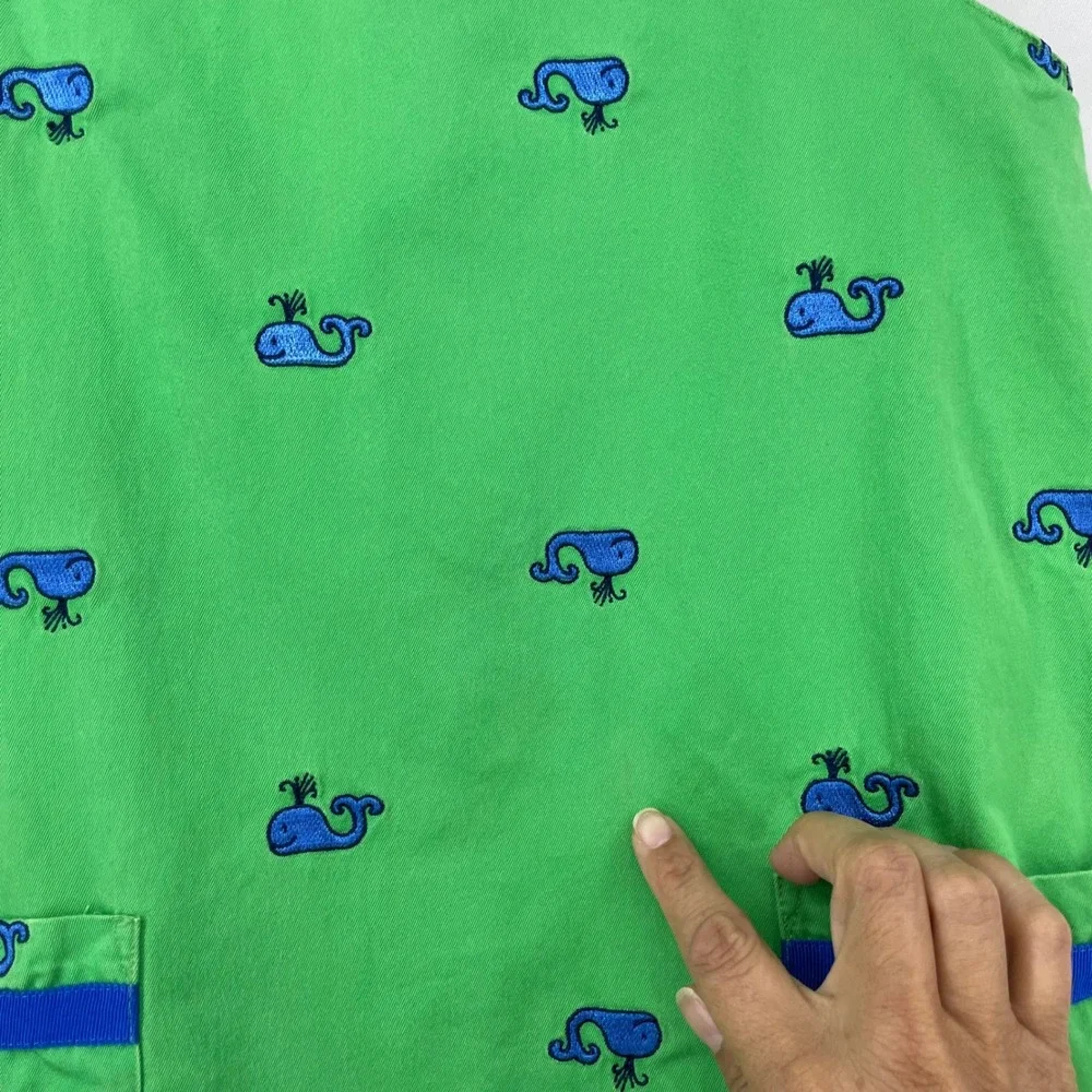 Lilly Pulitzer Vintage Girls Size 7 Shift Dress Green Whale Embroidery Preppy